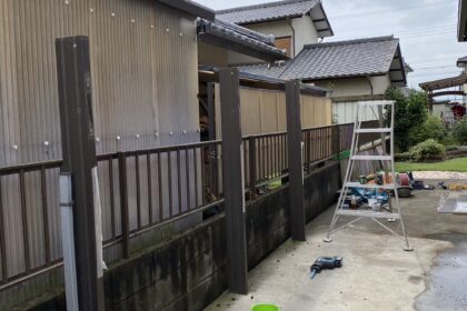 太田市　庭　ガーデンデザイン　わにわ　カーポート撤去作業