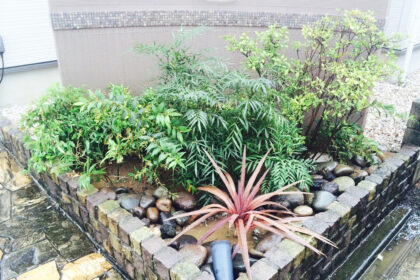太田市わにわ　玄関前の植栽プラン